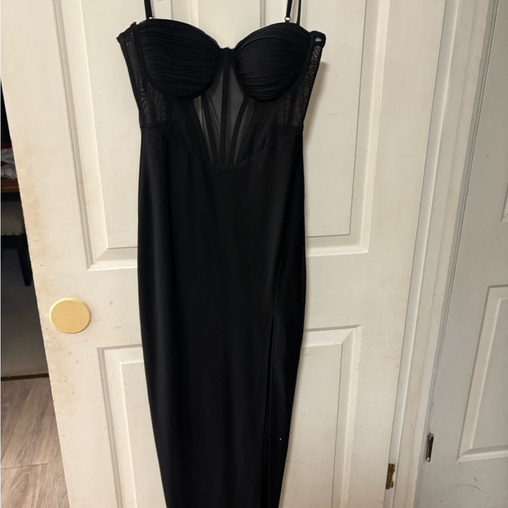 Windsor Black Strapless Mesh Dress